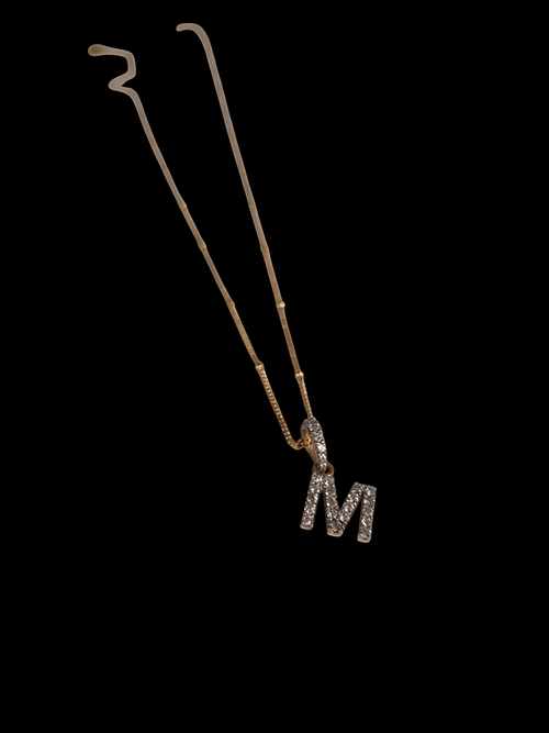 Diamond M initial pendant and chain | Luxury Bag Heaven 2.0