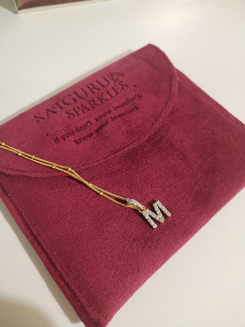 Diamond M initial pendant and chain 2